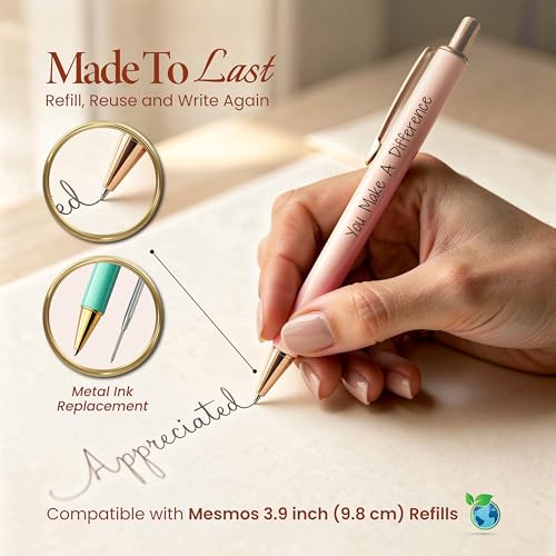 MESMOS 3pcs Fancy Pens, End of Year Teacher Gifts for Women, Difference Maker Gift, Thank You Teacher Gift Pens, Best Teacher's Gifts Supplies, Aesthetic Nice Pen Set, German-Ink 1mm Swiss-Tip - style: Teacher