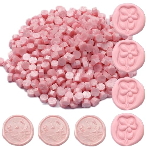 Pearl Pink Wax Seal Beads Set - 400pcs Octagon Sealing Beads for Wax Seal Stamp, Gift Wrapping & Letter Sealing - color: Pearl Pink