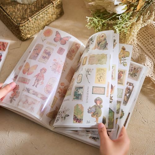 550+ Aesthetic Scrapbook Stickers, Vintage Stickers for journaling Butterfly Plant Flower Nature Washi Sticker Book for Adults, Junk Journal Supplies for DIY Art Collage Album Scrapbooking Planner - color: Blooming Allure Series