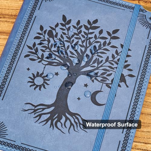 Ovesmusl PU Leather A5 Binder 6 Ring Refillable Journal Cover No Refill Paper A5 Planner Binder Loose Leaf Binder for Notebook 5.7”x8.3” with Elastic Closure, Blue Tree - color: Blue Tree, size: A5 Binder Cover