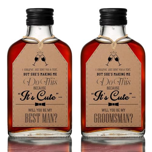 Feifeiya 10 Pcs Groomsman Proposal Card Label Set Groomsman Gift and Bridesmaid Gift 6" x 4" Proposal Box Hang Tag Bottle Label for Wedding Supplies (She Makes Me Do This)