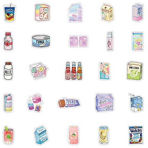 100pcs Cute Snack, Food, and Drink Stickers Set - Kawaii Small Stickers for Teens, Boys, Girls, and Adults