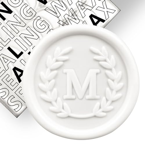 50Pcs White Letter M Adhesive Wax Seal Stickers, Hand-Made, No Need Seal Stamp, Tear and Use Wax Stickers for Wedding Invitations, Envelopes, Christmas Gift - color: White, size: M