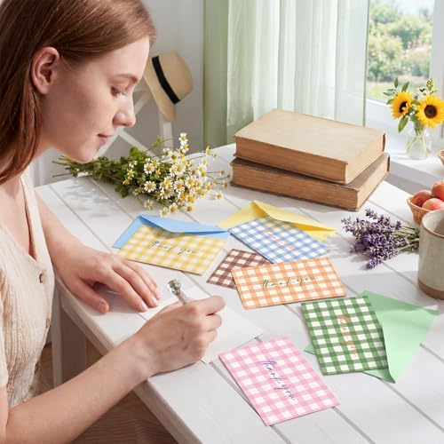 Eaasty 36 Pcs Summer Thank You Cards with Envelopes,Gingham - style: Gingham