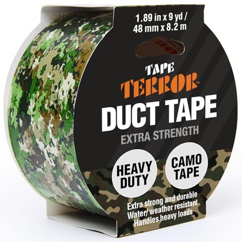 Heavy-Duty Camo Packing Tape (1 Roll) - 48mm x 50m Per Roll | Strong Camouflage Tape for Concealing, Decorating, Crafts, Temporary Fixes, And More, Hunting & Outdoor Use - style: Camo Tape – 1 Pack