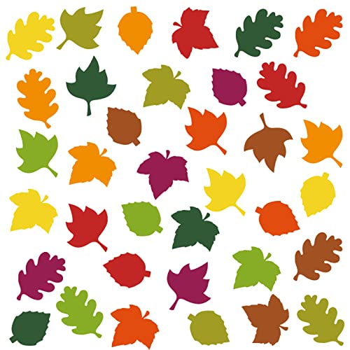 Geyee 108 Pcs Leaf Cutouts Paper Fall Leaves Cut Outs Classroom Bulletin Board Decorations Autumn Die Cut for Teachers DIY Craft Office Chalkboard Wall Decor(Simple Style,3.5 Inch) - size: 3.5 Inch