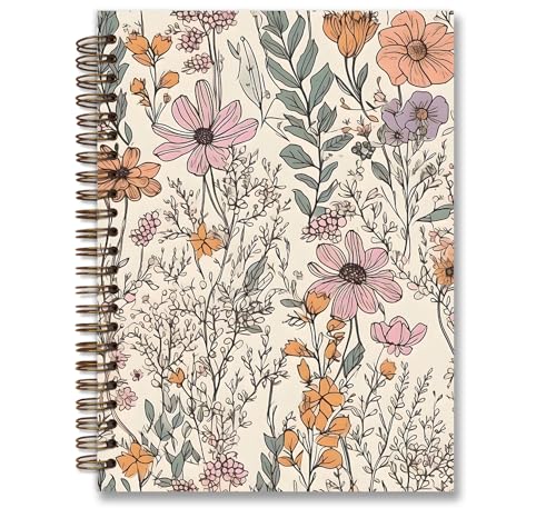 Floral Flower Garden Spiral Notebook Journal, 5.5×8.3 Inch - color: flower 10