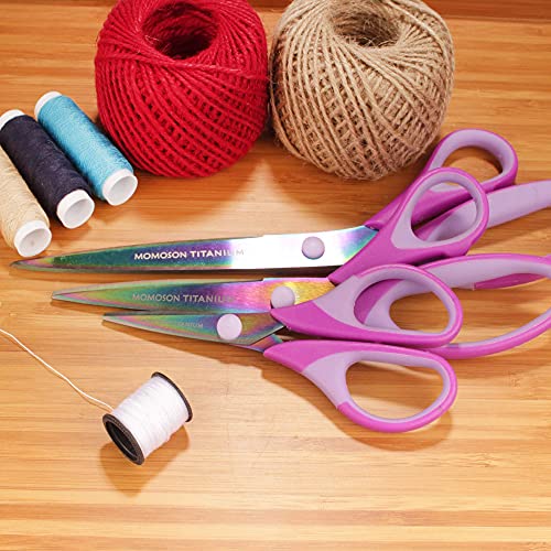 JubileeYarn Titanium Softgrip Scissors Set for Sewing, Arts, Crafts, Office - 10 Sets of 3 - Purple - color: 3pc Purple, size: 10 Sets
