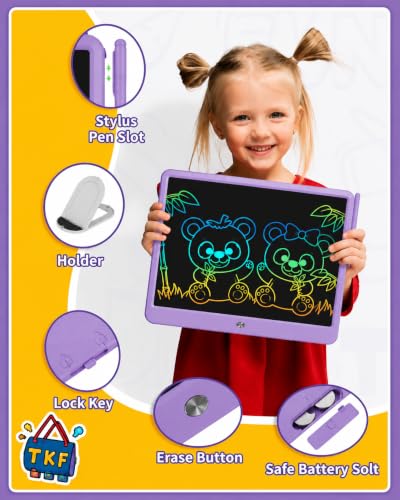 TEKFUN LCD Writing Tablet for Kids, Toys for Boys & Girls Ages 3-10, Drawing Tablet for Kids, Birthday Christmas for Boys & Girls Ages 3-10 (Purple) - color: Purple, size: 15 Inch