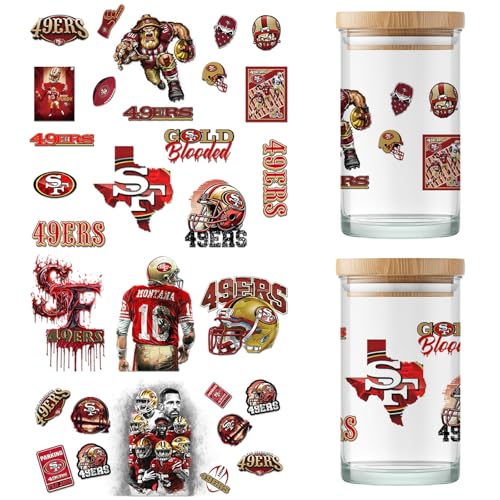 4 Sheet UV DTF Cup Wraps for 16 Oz Glass Cups American Football (07) - style: ER1
