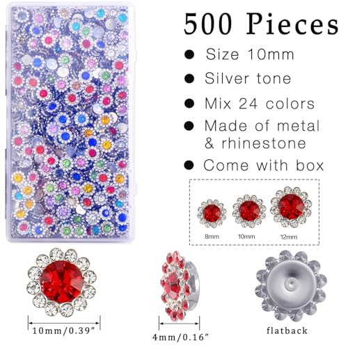 500Pcs Flower Rhinestones, Crystal Bedazzling (10mm - Silver) - color: 10mm - Silver