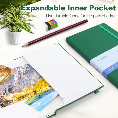 SUQJOY Lined Journal Notebooks, 6 Pack 160 Pages, 5.5x 8.2-Inch Journals for Women Men, Hardcover Notebook with 100 gsm Thick Paper, A5 Size College Ruled Notebook for Writing/Travel/Work (Green-6 Pack) - color: Green, size: 6 Pack