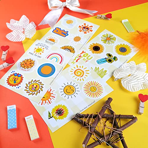 100Pcs Small Sunshine Stickers, Sun Stickers and Decals for Laptop and Water Bottles, You are My Sunshine Decals and Party Favors, Sun Birthday Party Decorations, Gifts for Women & Men - color: Sunshine Stickers