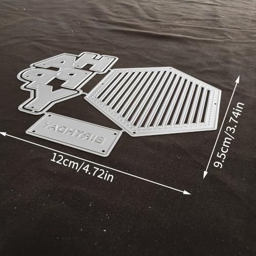 3D Backgrounds Frame Metal Cutting Die for Scrapbooking, Metal Die Cuts Stencils & Crafting Die Cut New Cutting Dies DIY Album Card Making Decor Paper Craft (Happy Birthday 4.7 x 3.7 in) - color: Happy Birthday 4.7 x 3.7 in