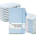 feela 18 Pack Journal Notebook for Work, Business Notebook Bulk Hardcover Lined Writing Journal with Pen Holder for Men Women Note Taking, with 18 Black Pens, 120 GSM, 5.1”x8.3”, A5, Light Blue - color: 18 Light Blue