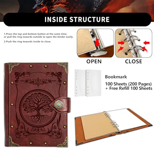 DUROTAN Tree of Life Journals Notebook Gift Set-Unique A5 Binder - color: 6-Red-Tree of Life