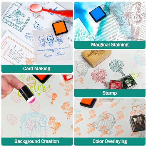 CraftyManor Crisp Impression Mini 12 Color Pigment Ink Pads for Stamps, Fingerprint Ink Pad, Stamp Pad for Scrapbook Paper & Stamps for Clothing Stamp & Letter Stamps, Archival - color: Crisp 12 Color