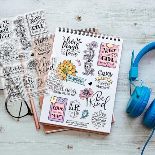 CHGCRAFT Flowers Blessings Clear Stamps Plants Transparent Stamps Silicone Clear Stamp Seals for DIY Scrapbooking Photo Album Decoration, 4.3x6.3 inch - style: Flowers Blessings