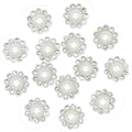 50 pcs Rhinestone Faux Pearl Buttons, Silver, 14mm - color: Silver