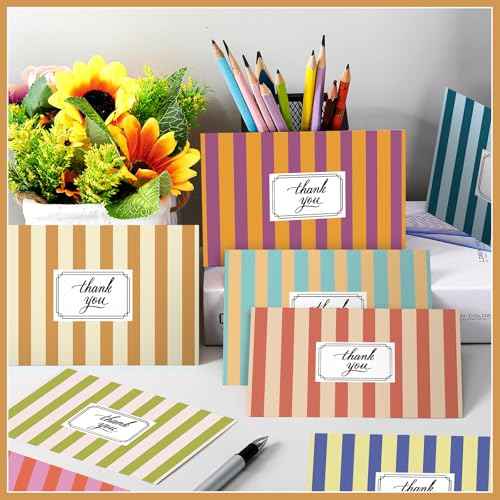 Kosiz 120pcs Summer Palm Beach Stripes Thank You Cards 4 x 6 Inch Postcards - style: Palm Beach Thank You