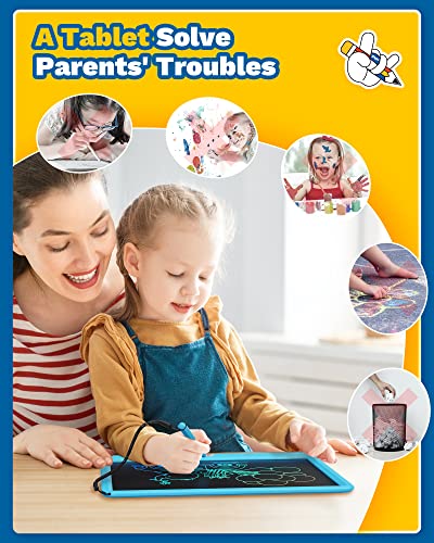 TEKFUN Toys 12" LCD Writing Tablet for Kids Ages 3–8, Drawing Tablet Toy for Boys & Girls, Easy Way to Keep Kids Busy, Mess-Free Doodle Board for Travel, Learning & Play - color: Blue, size: 12 Inch
