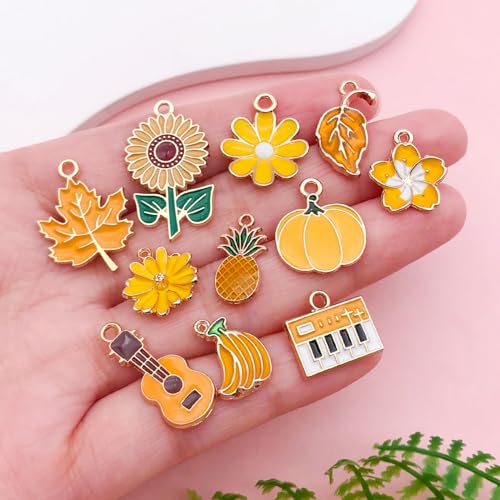 Youdiyla 40pcs Enamel Charms Alloy Metal Charms for Jewelry Making Necklace Bracelet Earring DIY Accessories - color: Yellow