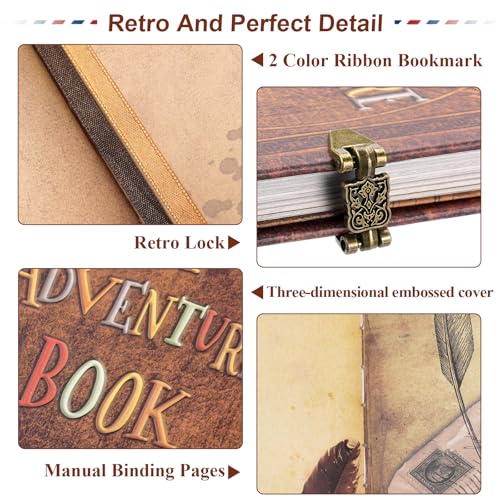 My Adventure Book Scrapbook 124 Pages Retro Style Embossed Photo Album,DIY Handmade Memory Travel Diary Photo Scrapbook for Couples,Anniversary,Wedding,Valentines Day Gifts(Brown) - color: Classic Coffee Style