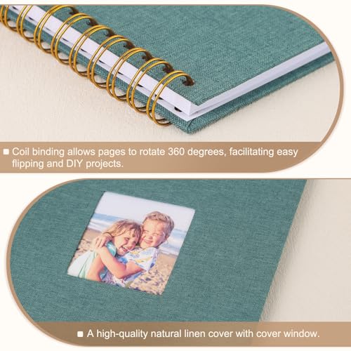 Scrapbook Photo Album Linen Cover 8x8 Inches 40 Pages Green | Hardcover Kraft Scrap Book Memory Book DIY Scrapbook Albums for Wedding Baby Boyfriend Travel Anniversary Family - color: Green, size: 8"x8" 40 Pages