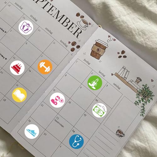 900 Pcs Colorful Calendar and Planner Stickers, Mini Daily Reminder Labels, 0.5 Inch, for Journal, Scrapbook, Fitness, Birthday, Reading,Appointments