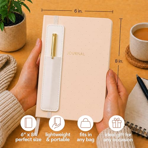 WORLD TRAVELER Eccolo A5 Lined Journal 256 Ivory Pages Lay Flat 6x8 - color: Pink with Pen