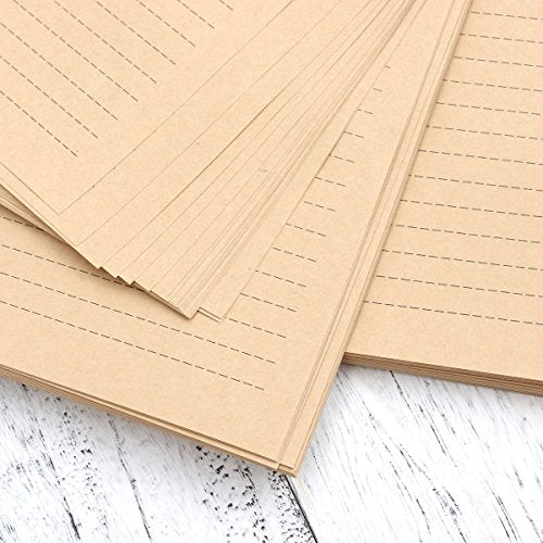 TOYANDONA 100 Sheets Vintage Kraft Stationary Paper A5 Size Lined Stationery Writing Letter Papers for Personalized Letters Creative Poems Lyrics