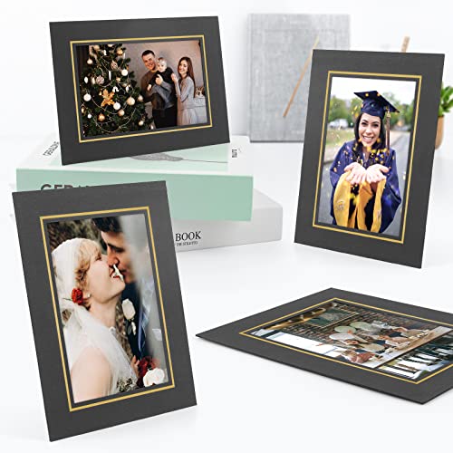 Golden State Art, Paper Picture Frames, 4X6, Black Gold Lining, 100 Pack - color: Black/Gold Lining, size: 5.5 inches x 7.5