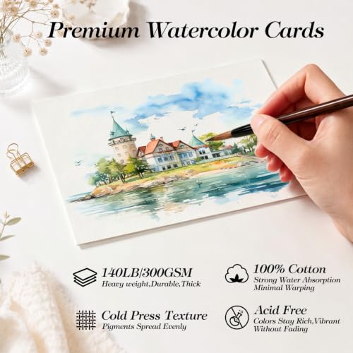 70 Sets Watercolor Cards with Envelopes,Folded Cards 4.3 x 6 Inch