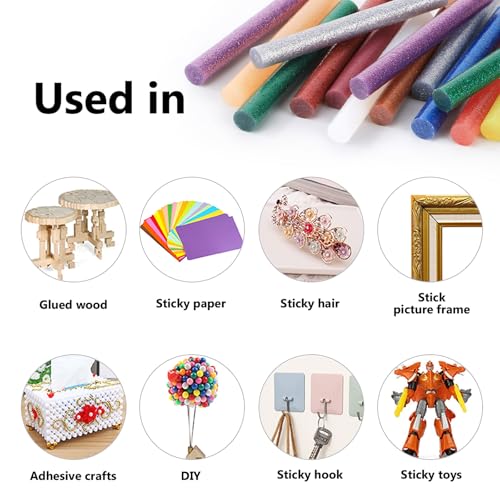 72 Pack Glitter Hot Glue Sticks, 0.43"x4" Glitter Colored Hot Glue Sticks for Crafting, Christmas Decoration, Art, DIY, Gluing Project, Car Dent Repair - color: Glitter Color, size: 0.43x4 inch/72 Pack