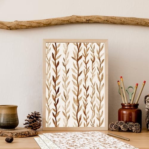 Boho Cream Scrapbook Paper Pad 12x12, 24 Sheets Double-Sided Neutral Beige Decorative Pattern Paper, Bohemian Floral Plaids Script Leaf Patterned Cardstock, Scrapbook Background Pages for DIY Crafts