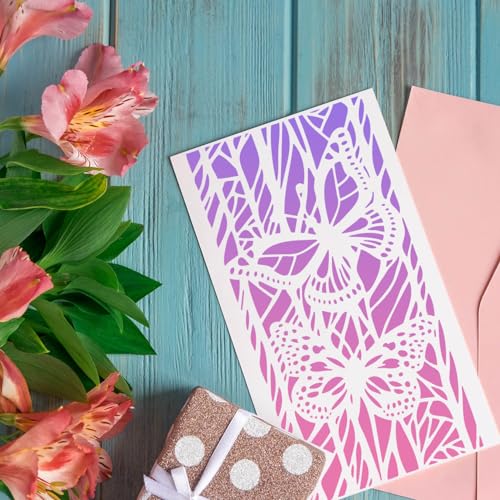 Stencils for Crafts Reusable Art Stencils for Painting 8"x4" | Texture Stencils Background Stencil Leaf Floral Templates for Painting on Wood Furniture Card Canvas Paper Scrapbook - style: Floral