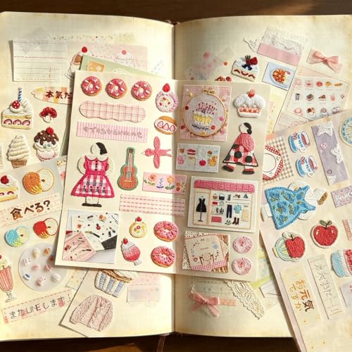 Kawaii Japanese Sticker Book, 30 Sheets 800+ Cartoon Food Dessert Sushi Aesthetic Stickers for Journaling, Scrapbooking, Planner & DIY Handcraft Projects - color: Reddish Brown