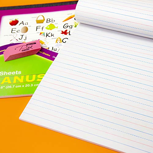 BAZIC Products Cursive Handwriting Pad – 10.5" X 8", Handwriting Paper, Kids Learning Practice Workbook, Writing Paper with Lines for Kids, Toddler, Kindergarten, 50 Sheets/Pack, 2-Pack