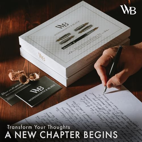 Wordsworth & Black Luxury Fountain Pen Set for Writing, 6 Nibs, Green - color: Green Chrome