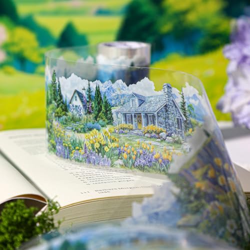 PET Tape Stickers for Journaling Supplies, Garden Stickers for Scrapbook | 6Rolls Garden Landscape Themed Journal Stickers for Scrapbooking, Junk Journal Supplies, Planner,DIY Crafts - color: Town