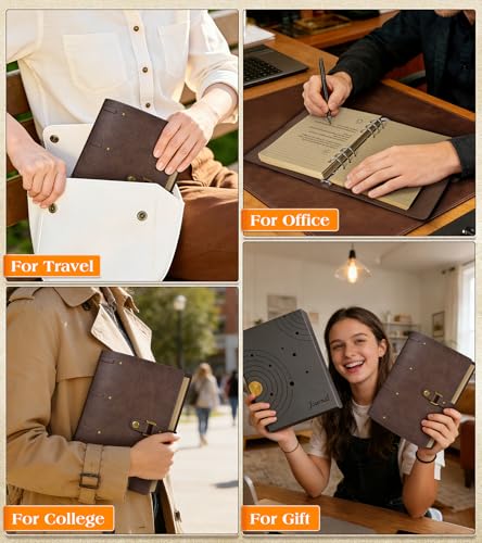 Leather Journal Notebook, A5 Size 6.9 x 9 inches 260 Lined Pages-Brown - color: Brown, size: 6.9*9inch