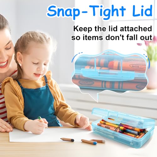 Pencil Box,Large Capacity Plastic Hard Pencil Case Crayon Box Bulk, Durable Plastic Clear Marker Organizer Plastic Containers with Snap Lid, Stackable Storage Boxes for Art Craft,Supplies,Clear Green - color: Clear Green