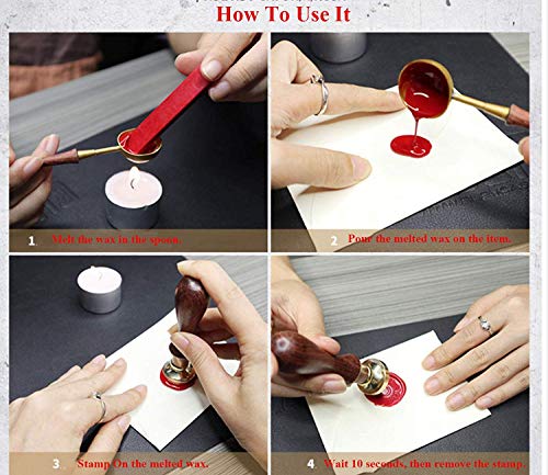 Made With Love Heart Monogram Wax Seal Sealing Stamp Kit Rosewood Handle Mother's Fathers Day Valentine Decorating Gift Packing Envelope Parcel Christmas Card Letter Wedding Invitation Seal Stamp