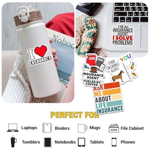 (12pcs-3in) Insurance Agent Sticker Funny Stickers Life Insurance Gifts - color: Insurance Agent