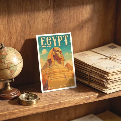 Vintage Travel Postcards from Around the World, Africa Travel Postcards 20 Pack Same Design 4x6 Inch, Retro Scenic Postcard Set Bulk for Mailing, Postcard Exchange, Scrapbooking (Egypt, Giza - Great Sphinx of Giza) - color: Egypt, Giza - Great Sphinx of G