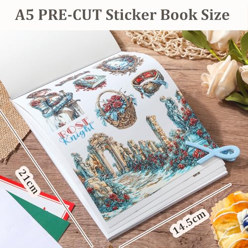 Snycler Sticker Book - 20 Sheets Vintage PET Stickers for Scrapbooking, Junk Journaling, Ephemera, and Decorative Crafts-Sword and Shield - color: Sword and Shield