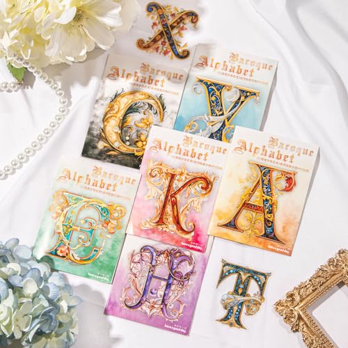 156 Pcs Baroque Alphabet Stickers for Scrapbook Journaling - color: Baroque Alphabet