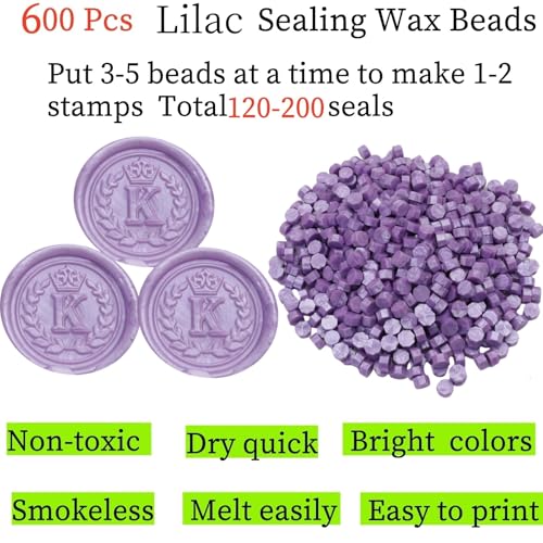 Sealing Wax Beads, WaxSeal Beads, 600Pcs Lilac WaxSealing Beads for Wax Seal Stamp, WaxSeal Beads Kit Perfect for Wedding Invitations, Christmas Envelopes (Lilac) - color: lilac