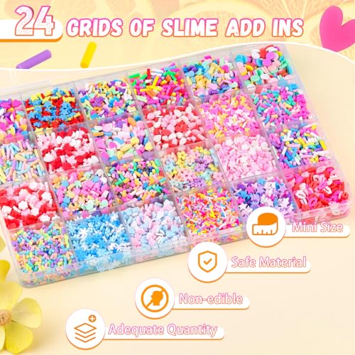 24-Grid Slime Mix Ins Slime Add Ins,Fake Sprinkles Non-edible Slime Charm A - color: 24 Colors Series-b