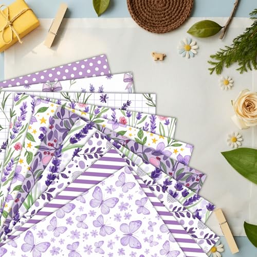 24 Sheets Lavender Scrapbook Paper 11.8 x 11.8 Inch Double-Sided Purple Flower Butterfly Pattern Paper for Junk Journals, DIY Card Making, Photo Album, Gift Wrapping - color: Purple Floral